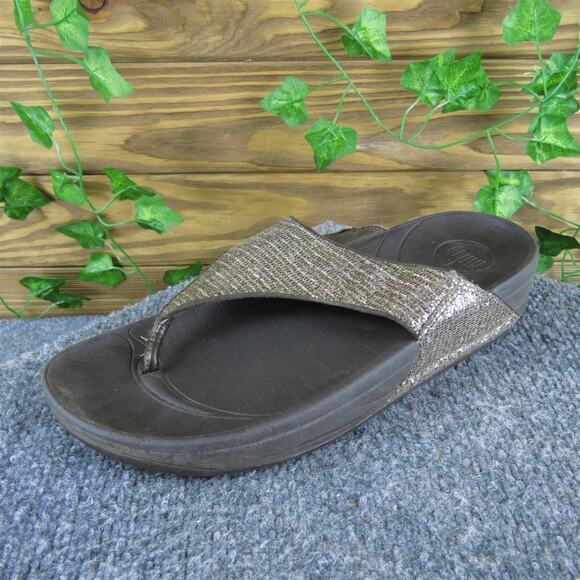 FitFlop Women's Sparkle Flip Flop Bronze Synthetic Sz‎ 8 Medium Gently Used 2025 - Picture 1 of 6